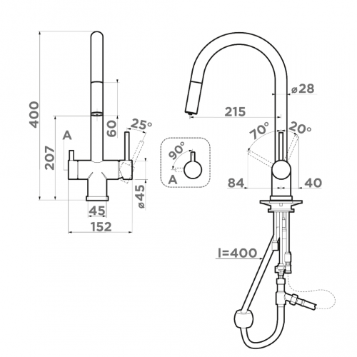 Cмеситель OMOIKIRI AKITA-S GB
