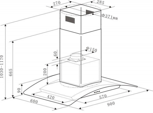 Вытяжка MAUNFELD ANCONA PLUSA 90 INOX GLASS TRANSPARENT