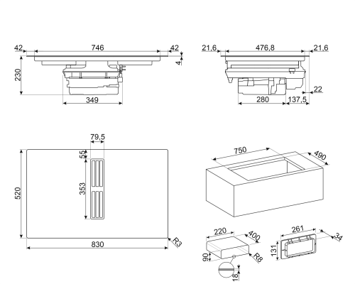 Индукционная варочная панель SMEG HOBD382MB2