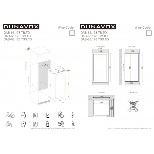 Встраиваемый винный шкаф DUNAVOX DAB-65.178TSS.TO