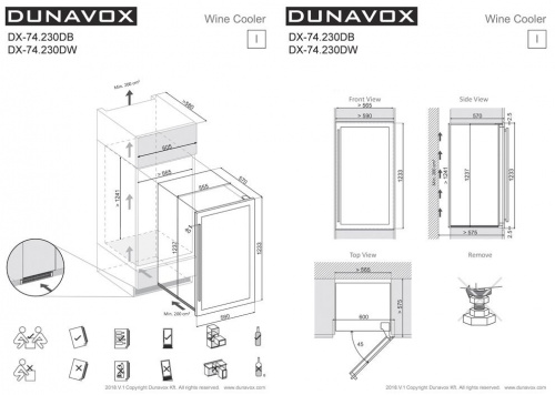 Встраиваемый винный шкаф DUNAVOX DX-74.230DB