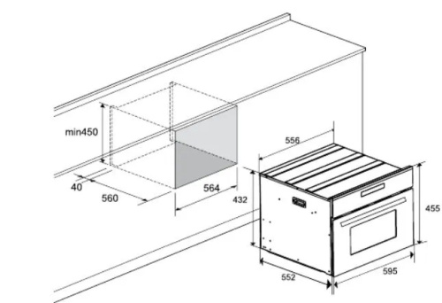 Компактный духовой шкаф MEFERI MEO609BK MICROWAVE