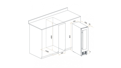 Встраиваемый винный шкаф MEYVEL MV9-KBT1