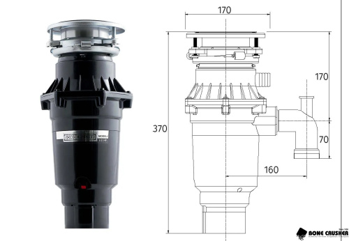 Измельчитель пищевых отходов BONECRUSHER BC 810 Slim Line