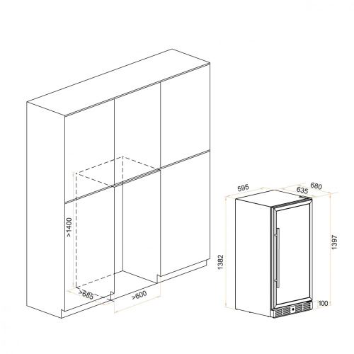 Встраиваемый винный шкаф MEYVEL MV116-KBT2