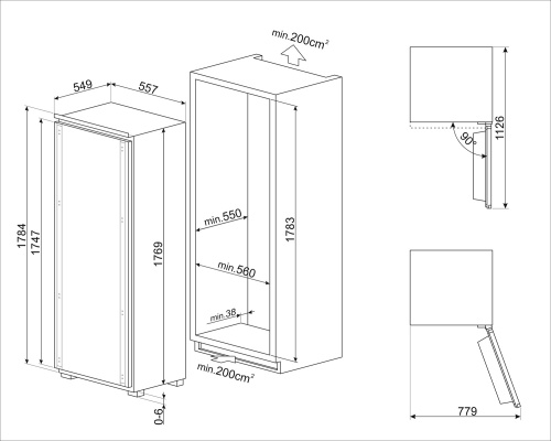Встраиваемая холодильная камера SMEG S9L174D1D