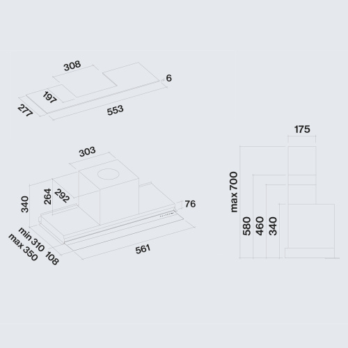 Вытяжка FALMEC VIRGOLA TOUCH BLACK 600 мм