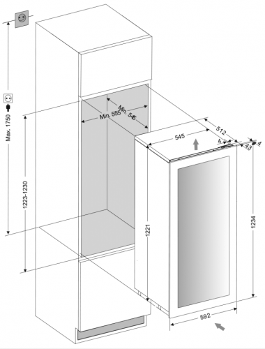 Встраиваемый винный шкаф DUNAVOX DAVG-72.185DOP.TO