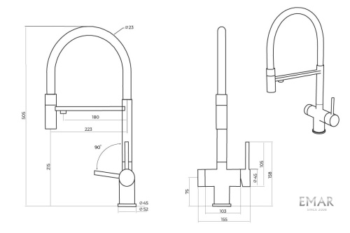 Смеситель EMAR ЕС - 7024 Matt Gold
