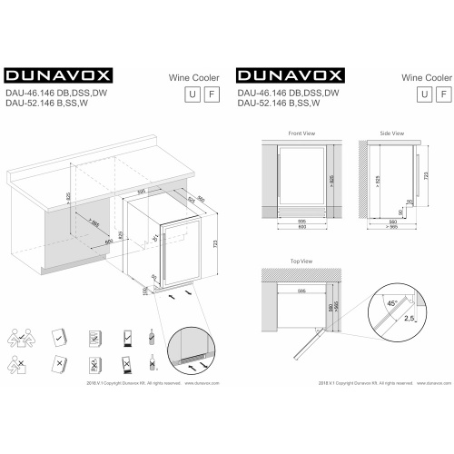 Встраиваемый винный шкаф DUNAVOX DAUF-39.121DSS