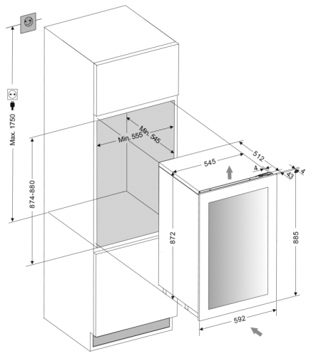 Встраиваемый винный шкаф DUNAVOX DAVG-49.116DSS.TO