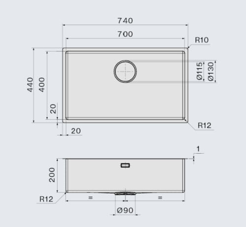 Мойка FALMEC COMO 70 CM INOX UNDERMOUNT