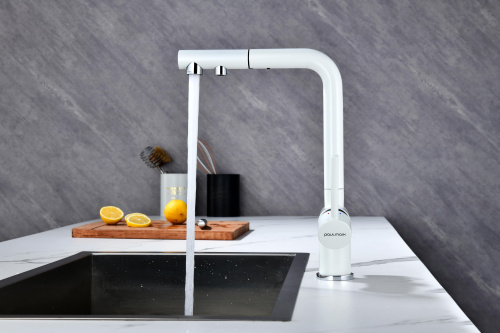 Смеситель PAULMARK SERPENTINE Se213222-431, белый матовый